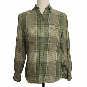 Lauren by Ralph Lauren Army Green Linen Shirt